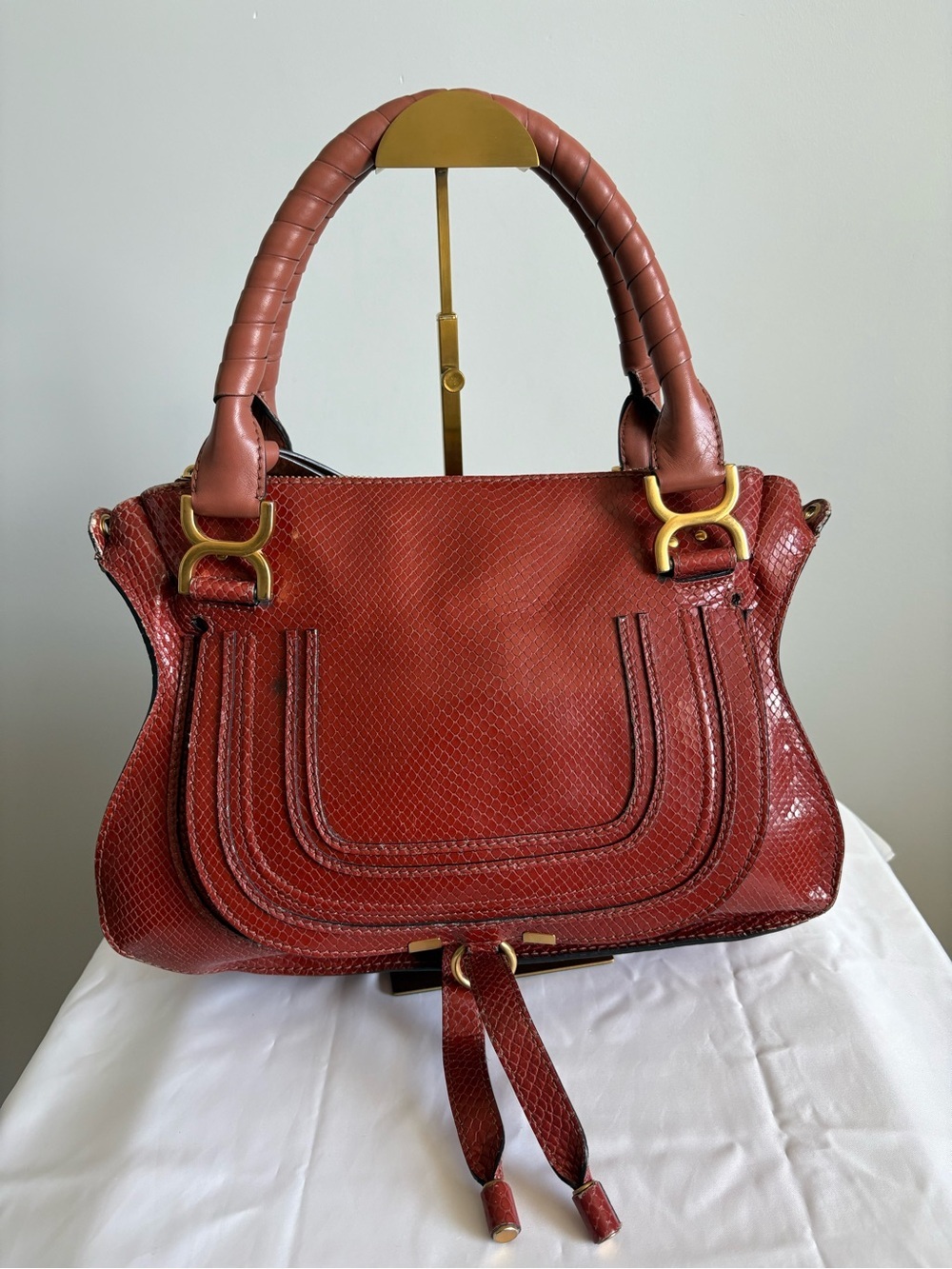 Chloé Marcie Satchel – Embossed Snake Print Calfskin